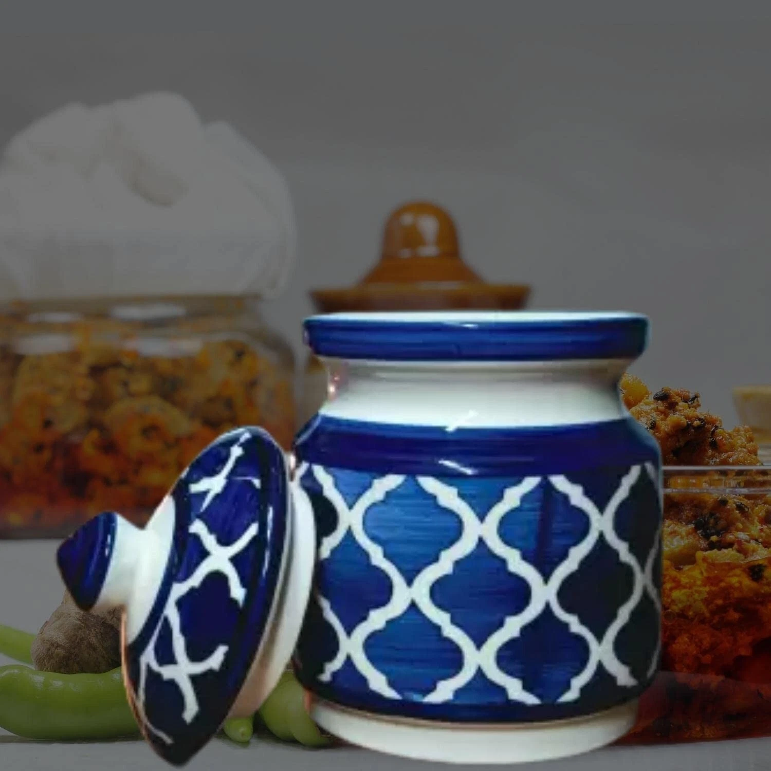 Ceramic Barni Jar For Kitchen Condiment For Achaar & Pickle Sukha Masala Jar