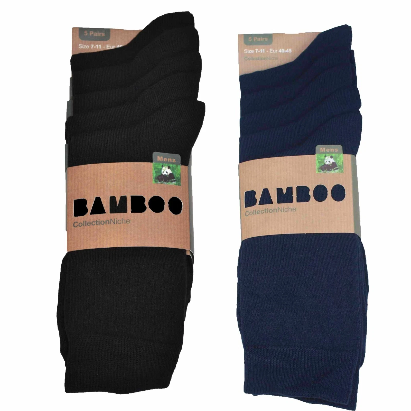 Men's 100% Bamboo Socks 5-Pair Pack Plain Mix