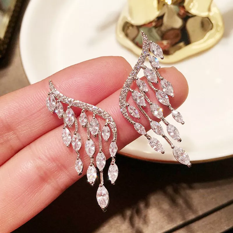Silver zircon earrings deals