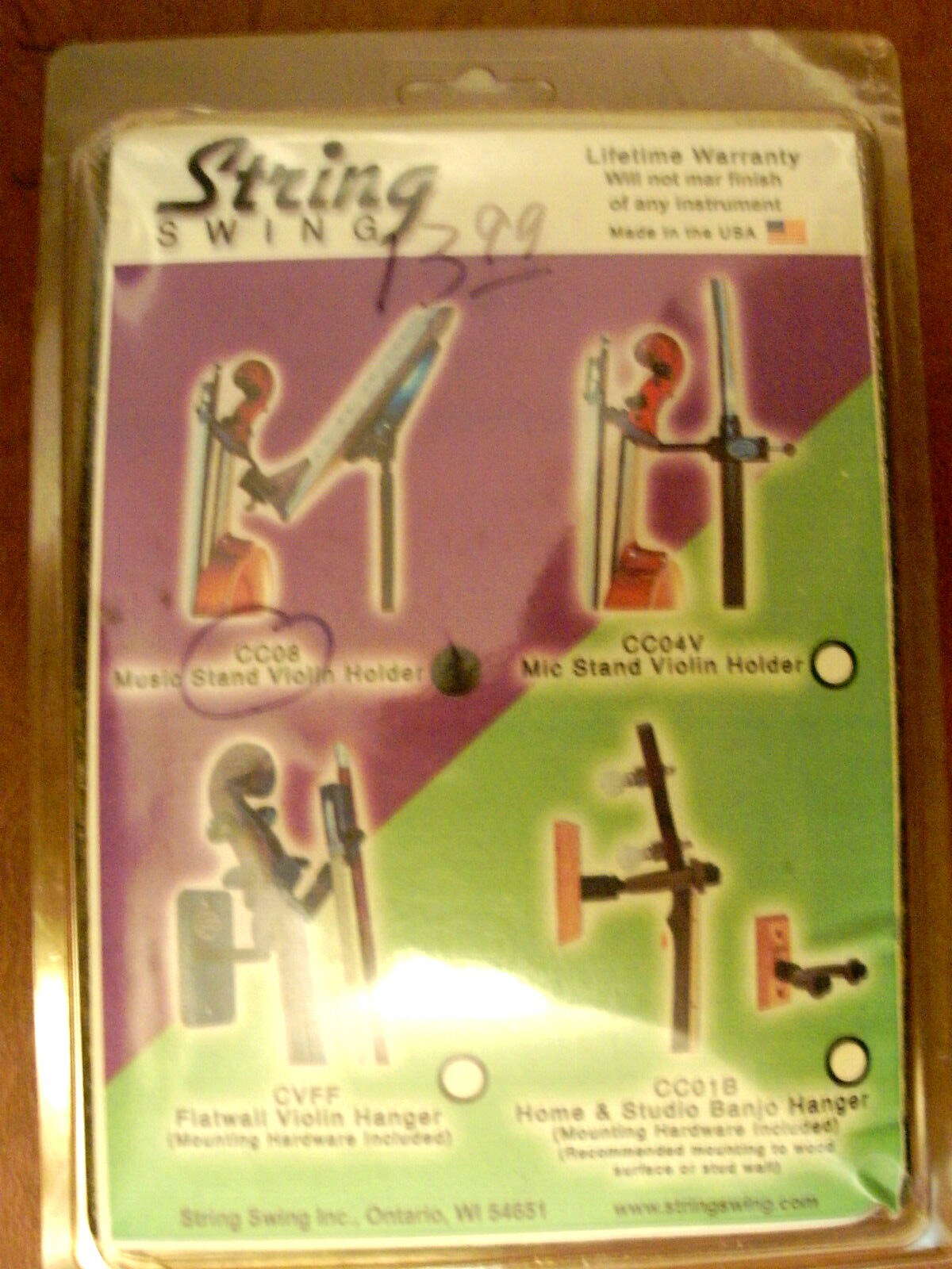 String Swing violin fiddle hanger clips on music stand, new.