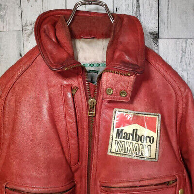 Vintage YAMAHA × Marlboro genuine leather rider jacket L Vintage YAMAHA × Marlboro genuine leather rider jacket L