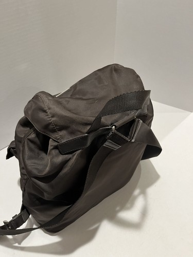 Prada Tessuto Buckle Drawstring Flap Nylon Backpack Brown Made In Italy W Card - Picture 13 of 23