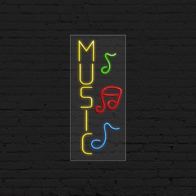 Music Sign for Business Displays | LED Flex Neon | 13''W x 32''H x 1''D