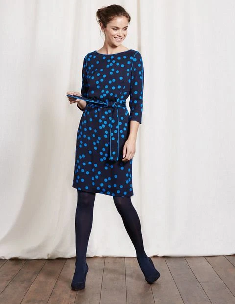 BODEN Kelly Dress Black Blue Polka Dot Sz US4 UK8 eBay
