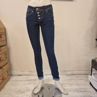 Damen Jeans Malibu Buena Vista Raw Denim Slim Fit Midwaist Dunkelblau
