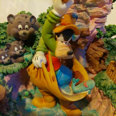 Rare Disney Goofy Fishing with Woodland Friends Fountain Waterfall