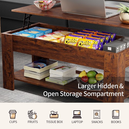 Coffee Table Lift Top Coffee Tables with Hidden Compartment and Storage Shelf - Picture 48 of 53