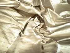 Taffeta Faux Silk Fabric, Per Metre - Metallic Pinstripe - Champagne & Gold