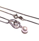 925 sterling silver pearl pearl swirl dangle teardrop pendant necklace box chain — photo 8