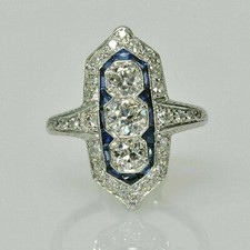 3Ct Art Deco Style Lab Created Diamond Engagement Wedding 14K White Gold FN Ring