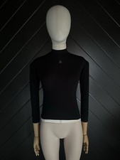 Top DOLCE & GABBANA Lupetto LS con placa con logotipo en mezcla de algodón/elastano negro
