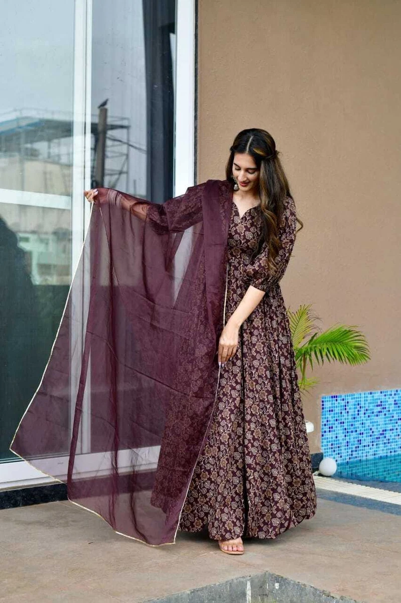 Gown with heavy dupatta sale