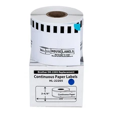 Non-OEM Fits BROTHER DK-2205 BLUE Continuous Labels - (32) Rolls of 100'