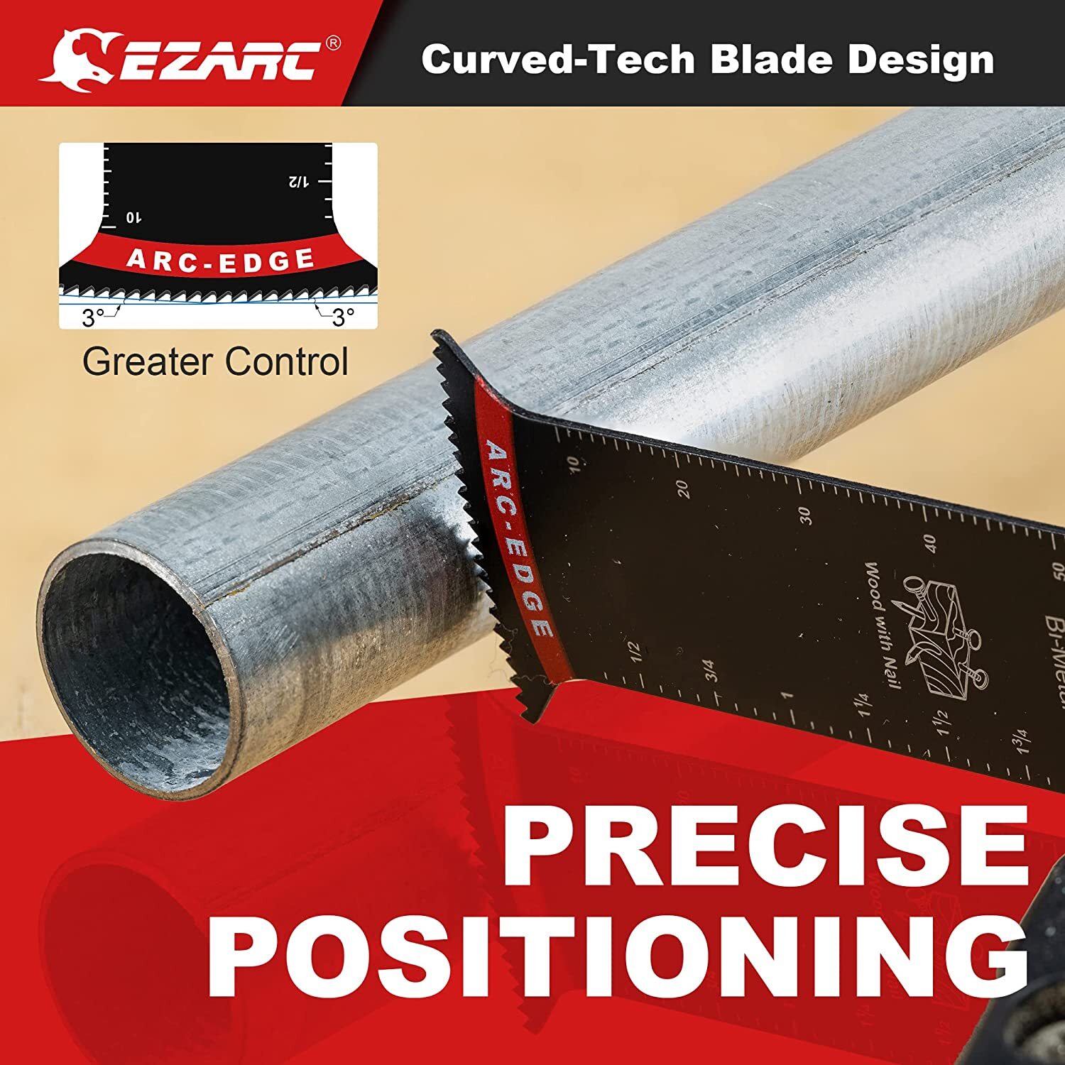5PACK EZARC Extra Long Oscillating Saw Blades Arc Edge BiMetal