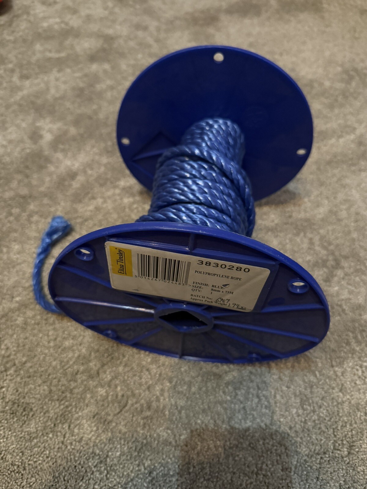 Eliza Tinsley 3 Strand Rope Polypropylene Blue 8mm 3830280 APPROX 20m