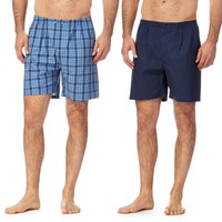 Maine England Mens Big And Tall Pack Of Two Navy Checked Pyjama Shorts Maine England Mens Big And Tall Pack Of Two Navy Checked Pyjama Shorts