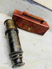 Antique Brass Finish Dolland London Telescope Vintage Spyglass With Leather Box