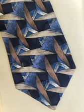 Vintage Alexander Lloyd Tie Blues and Tans 100% Silk Made in USA T149