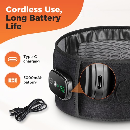 Cordless Infrared Heated Back Support Lumbar Lower Back Massage Belt Pain Relief - Picture 14 of 19