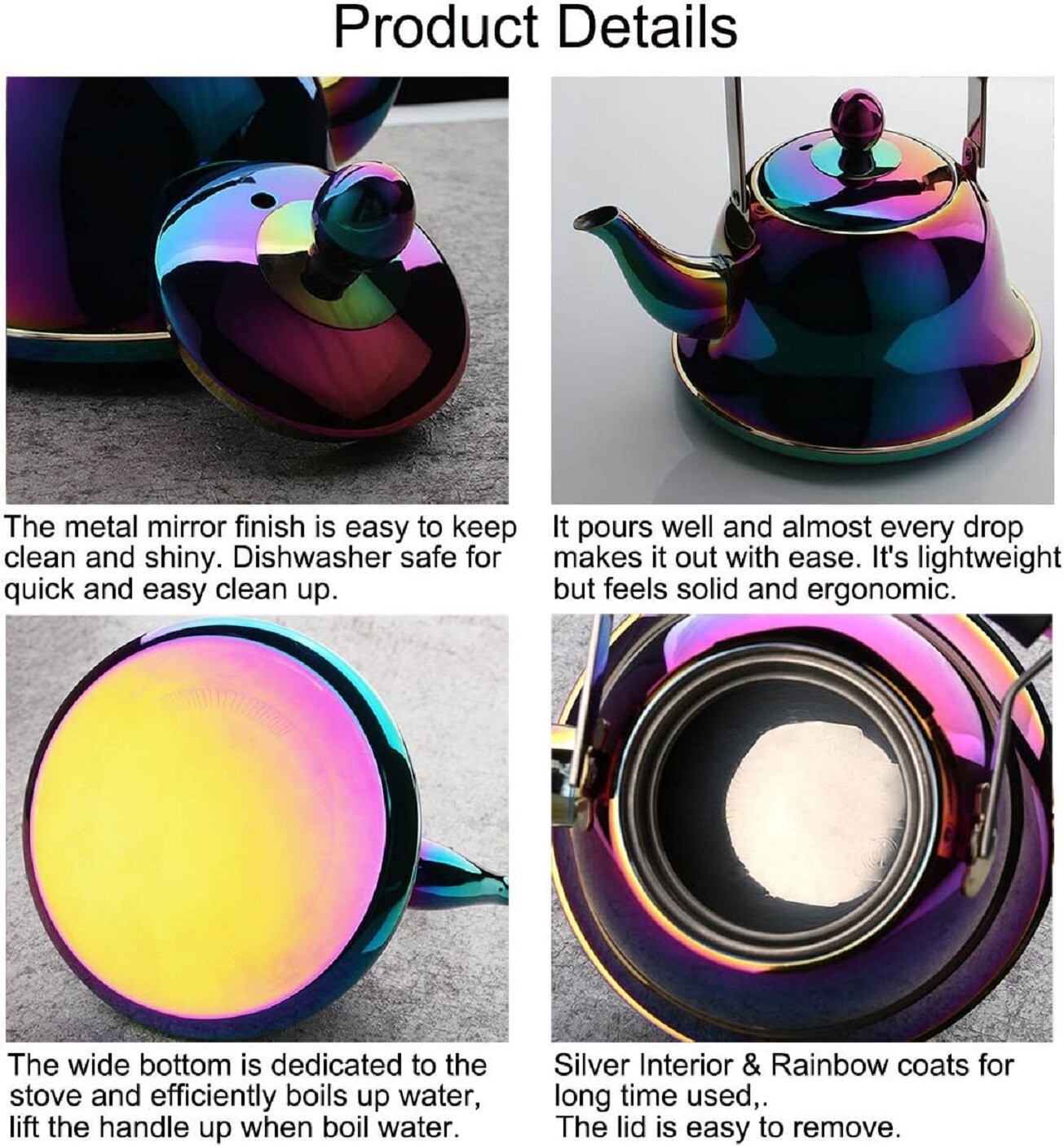 Whistling Tea Kettle Stainless Steel Stovetop Teakettle with Infuser Sturdy Teap