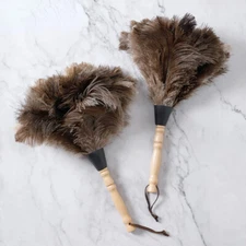 2PCS Feather Duster Cleaning Tool Wood Handle washable Ostrich Feathers 13" Long