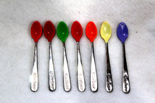 Vintage Gerber Coated Baby Spoons Assorted Colors 5 Inch. China. Lot Of 7