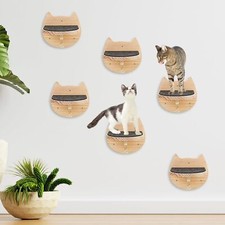 6 Pcs Cat Wall Mounted Shelves Furniture with Scratching Non Slip