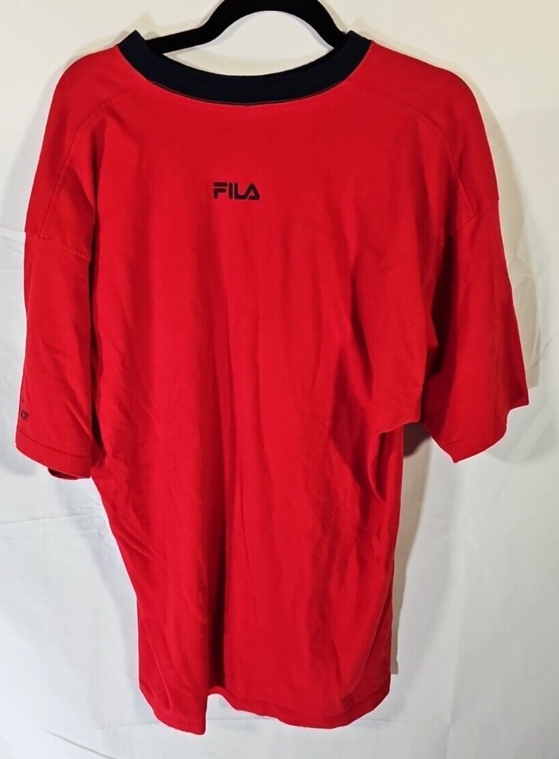 T shirt aperta 2002 Nasdaq 100 taglia XL FILA tennis vintage rossa