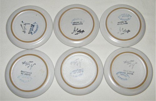 Set 6 A College BOURNE DENBY STONEWARE "Spring" BUTTERSTREICHELN ~ kleine Teller ~ England - Bild 4 von 6