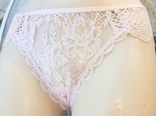 Victorias secret M Rare Vintage Baby Pink Cheeky Silver Shine Lace Panty
