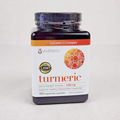 youtheory Turmeric 1000mg 180 Vegetarian Capsules EXP 10/24