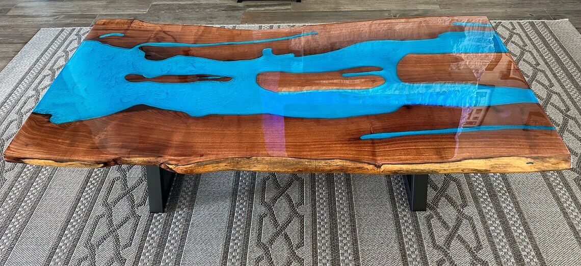 Walnut Epoxy Table, Live Edge Epoxy Countertop, Epoxy Dinning Table,Epoxy Desk