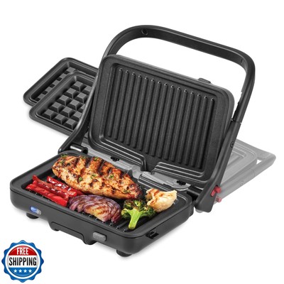 MultiMaker Flex Press Grill System, Grill + Waffle, Removable Plates - Graphi