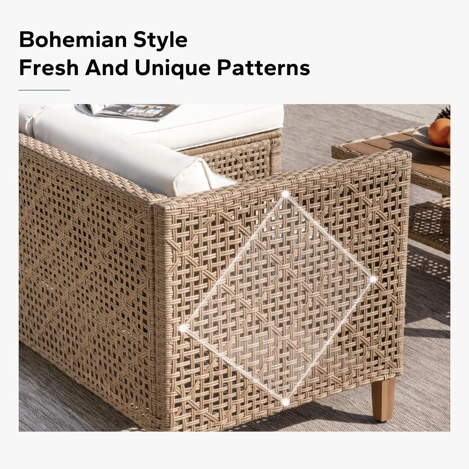 Muebles de mimbre Muebles de exterior Patio Conversación Set Sofá Exterior Ratán Foto 3 de 4