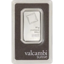 50 gram Platinum Bar - Valcambi Suisse - 999.5 Fine in Sealed Assay