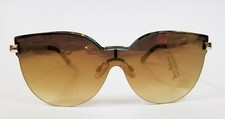 SAM EDELMAN BROWN TORT+GOLD,FRAME-LESS MIRROR REFLECTIVE CAT EYE SUNGLASSES