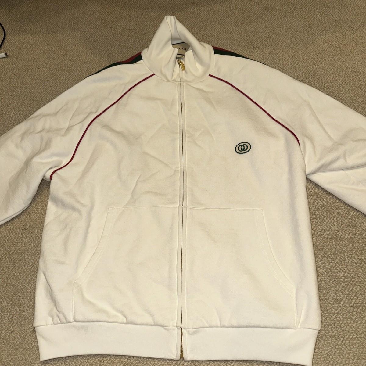 Gucci Men's Web Stripe Trim Track Zip Up Jacket | eBay Gucci Men's Web Stripe Trim Track Zip Up Jacket | eBay