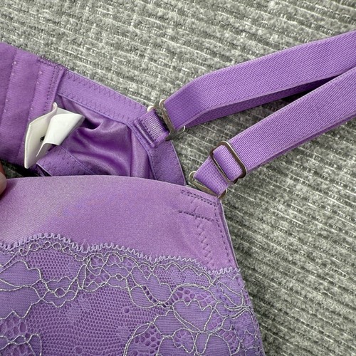 Frederick's of Hollywood Lace Bra Push Up Underwire Lavender 38B - Picture 11 of 13