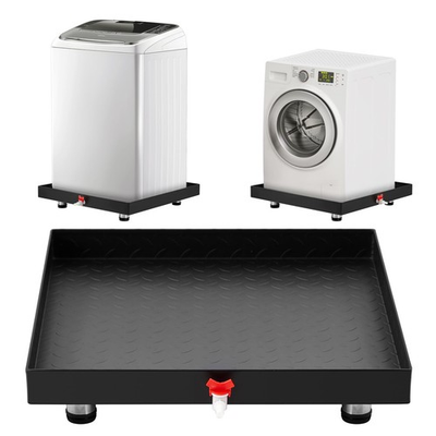 #ad Carbon Steel Washing Machine Drain Pan 32quot;x 30x2quot; w 4 Anti Vibration Feet Black $94.99