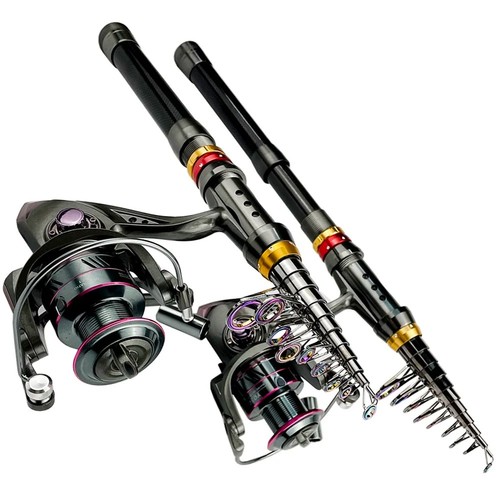 Carbon Fiber Fishing Rod And Reel Combo Super Hard Telescopic Fishing Pole Spinn - Picture 2 of 6