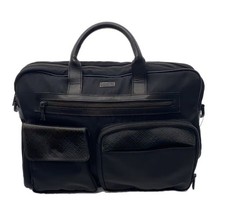 BURBERRY BLACK LABEL 2-Way Briefcase Black Nylon Leather Business Handbag Laptop