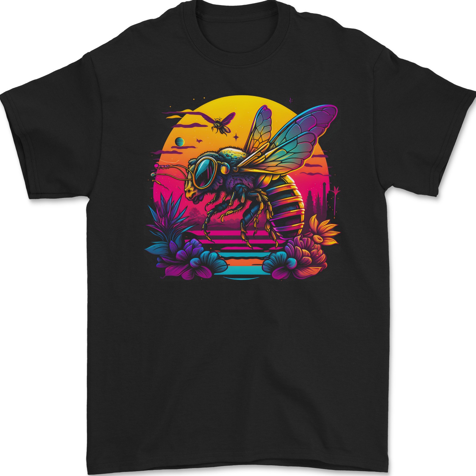 Una Camiseta Retro De Color Para Hombre Retrowave 100% Algodón