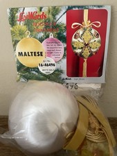 LeeWards MALTESE White/Gold Sequin Bead Christmas Ornament Kit 16-46496 NIP NOS