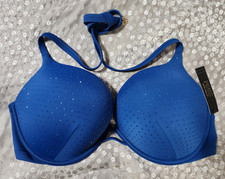 Victoria's Secret Essential Bombshell Diamant  Shine Push-Up Bikini Top Blue 38D