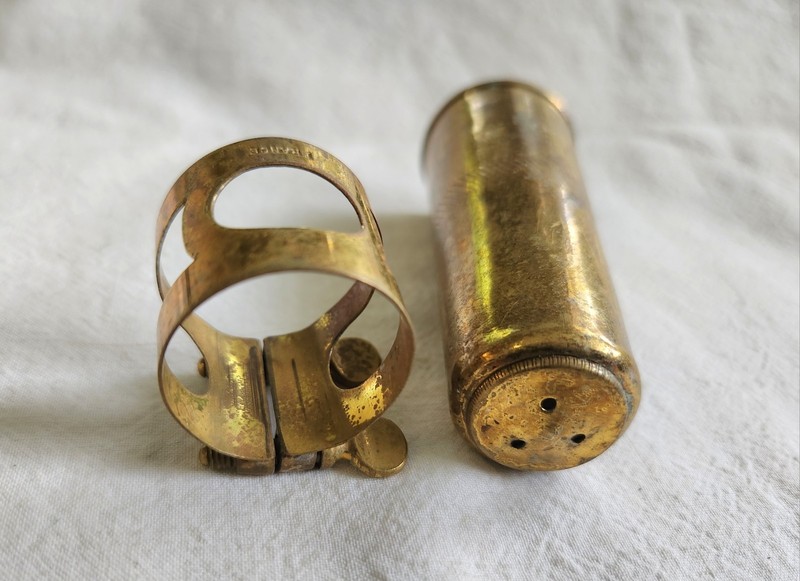 Vintage France Brass Ligature & Cap for Tenor Saxophone Hard Rubber Mouthpiece