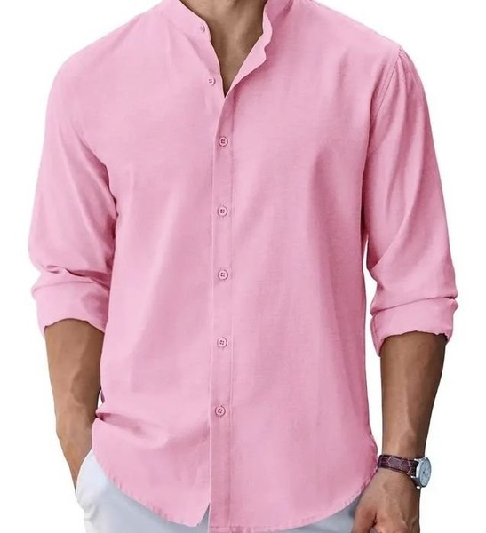 Men Kiton Shirt Pink Cotton 42