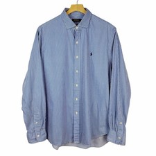 Polo Ralph Lauren Button Down Long Sleeve Blue White Stripe Shirt Men s Size XL