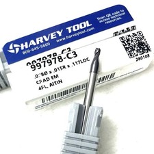 2PC Harvey Tool 5/64" 4FL Corner Rad Carbide End Mill .015R AlTiN 997978-C3 USA