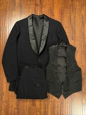 Vintage Victorian /Edwardian 1940s Three Piece Suit   Coat, Vest, Pants