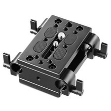 Camera Tripod Mounting Baseplate w/ 2 x 15mm Rod Clamp Rail Block